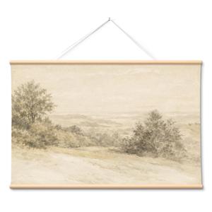 VIYYIEA Extra Large Canvas Wall Art, 54x36 Inch Soft Watercolor Landscape Painting, Tranquil Nature Scene with Trees and Hills Wall Decor for Living Room, Bedroom, Above Sofa