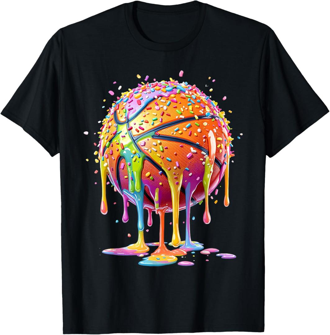 Basketball Ice Cream Drip for Boys Girls Youth T-Shirt