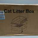 Homegroove Stainless Steel Sifting Litter Box for Pine Pellets, 23.6''x15.7''x14'' XXL Metal Cat Litter Box with Lid for Indoor Cats Pellet Sifter Litter Pan with Plastic Scoop &10 Urine Pads (8 Inch)