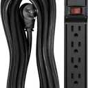 DEWENWILS 25FT Power Strip Surge Protector, 6-Outlet Strips with Low Profile Flat Plug, 15 Amp Circuit Breaker, 500 Joules, Wall Mount, UL Listed