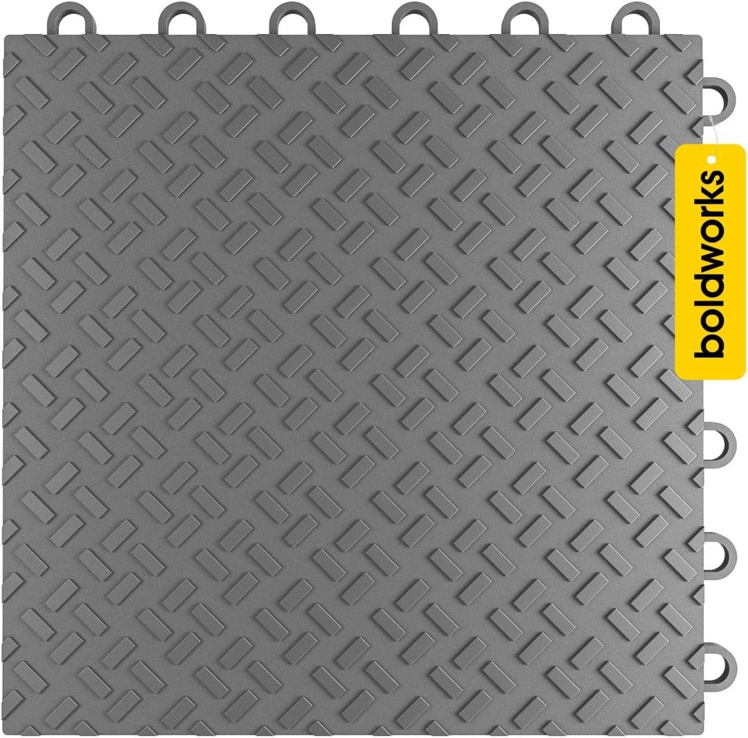 Garage Floor Tiles Interlocking Garage Flooring Tiles Pack of 48 Antislip Oil and Stain Resistant for Garages Shop Floors Basements 40000 LBS Load Capacity 12x12 Inch Gray Color