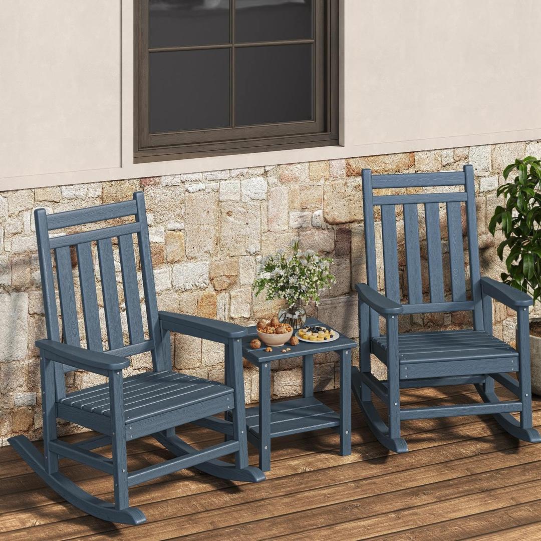 1 Chair
GarveeLife Poly Lumber Rocking Chair Outdoor - HDPE High Back Porch Rocker Chairs for Adults - All Weather Resistant Furniture for Patio - Navy Blue