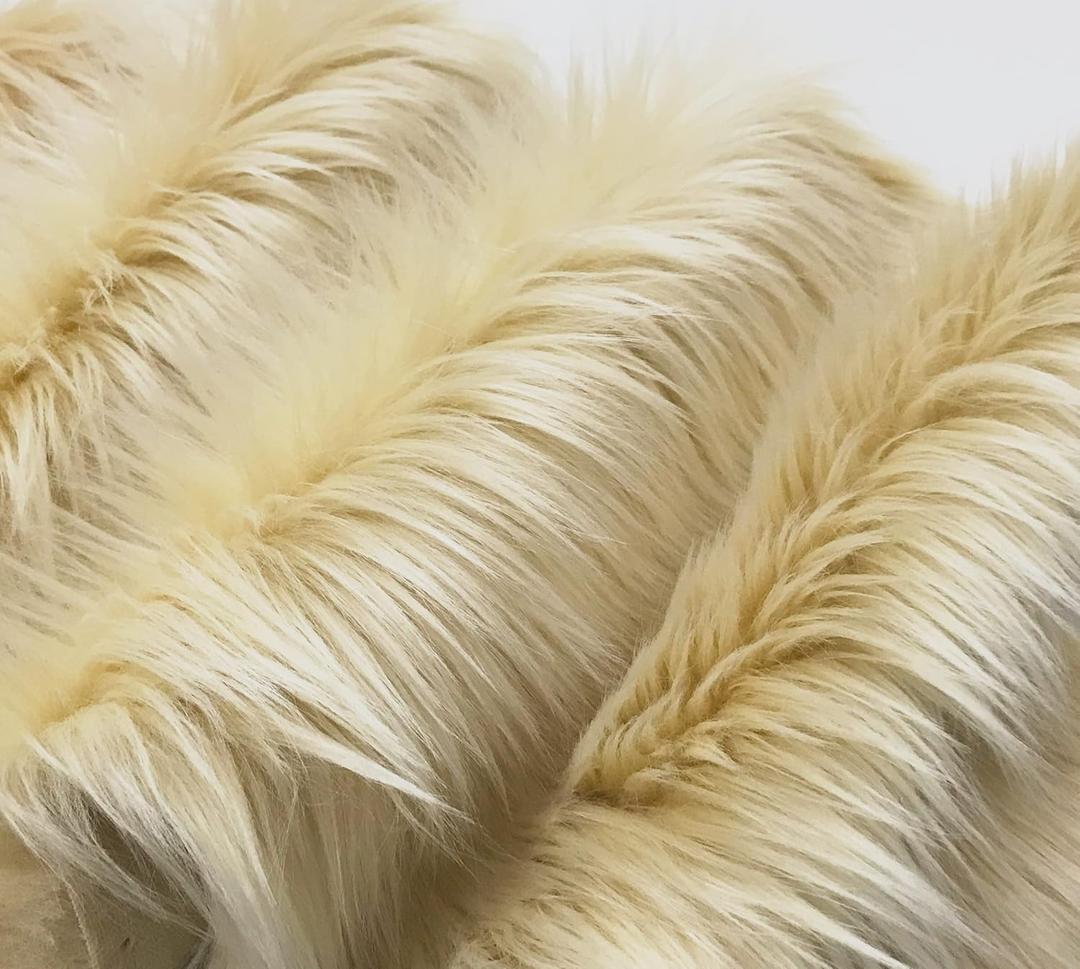 Bianna Caramel Latte Cream Faux Fur Fabric, by The Yard, American Seller, Luxury Shag Shaggy Material for Crafting, Sewing, Costumes, Fursuits, Home Decor (10x60 inches) (10x60 inches)