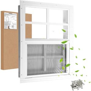 16" W x 16" H Shed Window,Sliding Window, Aluminum White Flush Mount with Tempered Glass and Stainless Steel Screen, Playhouse Window, Chicken Coop Window, Household Window.(White 1 Pack)