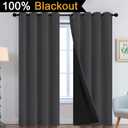 2 x Yakamok 100% Blackout Curtains, 2 Thick Layers Thermal Insulated Total Blackout Drapes for Bedroom, Heat Blocking Window Curtains for Living Room(Charcoal Grey, 52Wx84L, 2 Panels)
