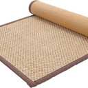 Beavorty Bamboo Rug Woven Straw Seat Cushion Japanese Style Rattan Futon Sitting Pad Tatami Floor Pillow for Zen Garden Yoga Practice or Meditation Light Brown Japanese Tatami Mat