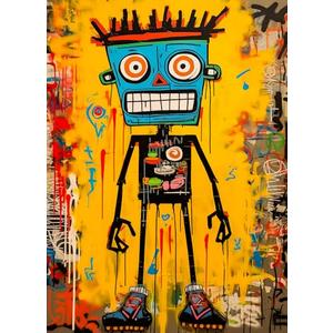 Cgoalmoer 1000 Piece Jigsaw Puzzle,Robot Puzzle with Abstract Neo-Expressionism Art & Luminous Yellow Highlights - Premium Quality & Vibrant Colors