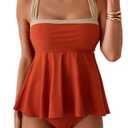 Aidonger Tankini Swimsuit for Women Color Block Tummy Control Two Piece Bathing Suit Slimming Swim Top with Bottom, 2XL