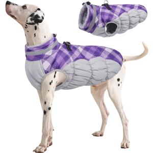 FUAMEY Dog Coat for Medium Dogs,Waterproof Dog Winter Jacket with Harness Built in Puppy Cold Weather Coats Reflective Pet Vest with Zipper Warm Fleece Dogs Snowsuit Windproof Black M (M(chest:21in))