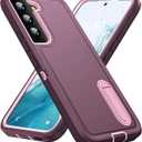 BaHaHoues for Samsung Galaxy S22 Case with Built in Kickstand,Shockproof/Dustproof/Drop Proof Military Grade Protective Cover for Galaxy S22 5G 6.1 inch(Night Purple/Baby Pink)