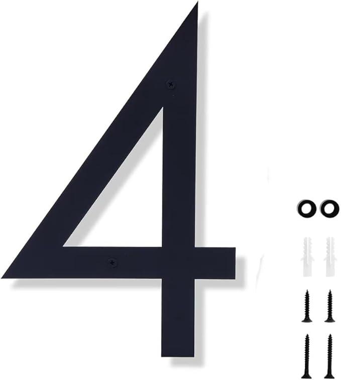 10 Inch House Numbers for Outside Modern Black House Number Large Metal Address Numbers for Outside Floating Door Numbers with Nail Kit for Number 0 (zero)