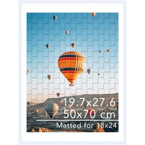 19.7x27.6 Puzzles Frame for 50x70 cm Puzzles Poster Photo Picture, Display 18x24 with Mat or 19.7 x 27.6 without, Wall Hanging 19.7 by 27.6 inch 1000 Pieces Puzzles Frame, White