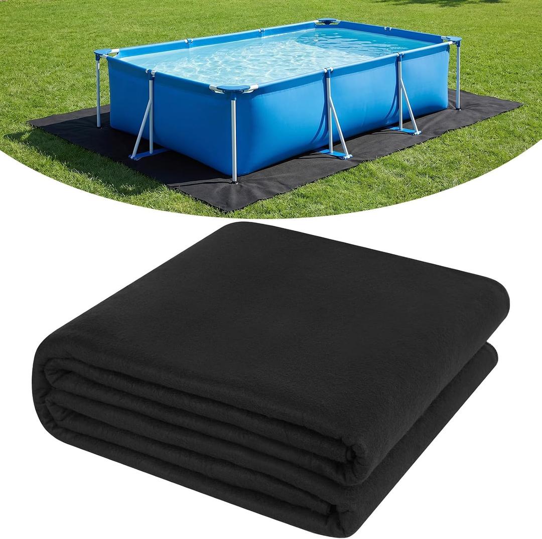 16x32 FT Rectangle Pool Liner Pad for Above Ground Pools, Durable Geotextile Pool Mat for Pool Bottom Strong Eco-Friendly Padding Under Pool Pad Protection,Prevents Punctures Black