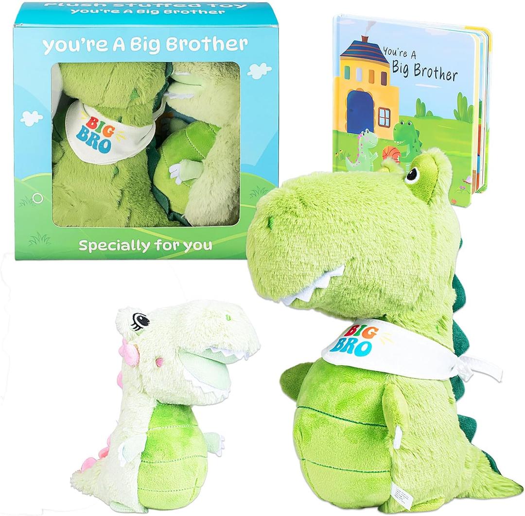 Big Brother Gift for Boy for Older Siblings of New Baby Includes Plush Dinosaur with Storybook, Ideal Birthday & Special Occasion Gift for Boys (Big Brother/Little Sister)