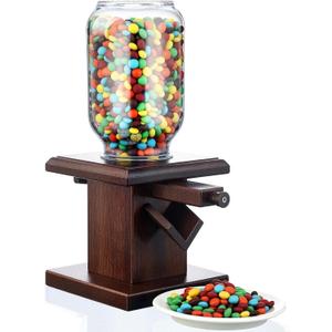 Maxdot 1 Pcs Wooden Candy Dispenser Wood Storage Containers for Gummy Versatile Snack Storage Machine Candy Dispenser Countertop Suitable for Candy Bean and Cereal