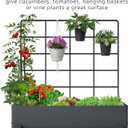Metal Raised Garden Bed with Trellis & 2-Tier Storage Shelf, Elevated Planter Box with Legs -Includes 3 Flower Pots, Outdoor Vertical Garden for Vegetables Herbs Climbing Plants Patio Balcony, 37 Inches X 12 Inches X 62 Inches