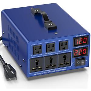 8000 watt Voltage Conversion Transformer Heavy-Duty Step-up/Step-Down AC 110V/120V/220V/240V Power Conversion, with resettable Circuit Breaker Protection, with US Power Cord, LCD Display