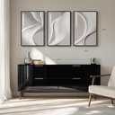 3 x Framed Modern Abstract Wall Art, 3 Piece Minimalist Bright Style Prints Paintings Artwork for Walls, Silver Gray Contemporary Luxury Pictures for Living Room Bedroom Dining Room Wall Decor 16x24 In