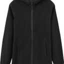 MoFiz Women's Long Fleece Zip Up Hoodies Long Sleeve Full Zip Soft Warm Polar Fleece Jacket Coat with Pocket for Fall Winter (Black, L)