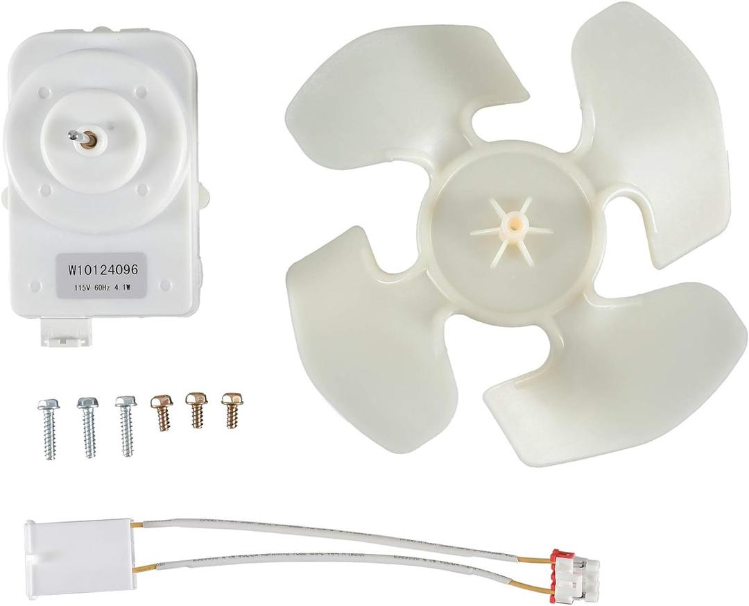 W10124096 Refrigerator Condenser Fan Motor Kit Compatible with Whirlpool Refrigerator Replaces AP4318657 2315558 PS1957416 W10124096VP