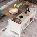 VINGLI Lift Top Coffee Table, White, with Storage Shelf/Hidden Compartment, Gas Lift Mesa De Centro para Sala Pop Up Coffee Table
