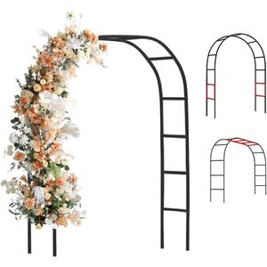 Newsmarts Garden Arc Metal Arbor for Outdoor Wedding Party Climbing Plants Decoration Frame 7.9FT Black (1 PCS)
