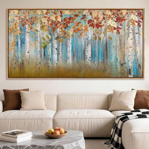 YCPRIMER Birch Tree Canvas Wall Art Landscape Yellow Picture Wall Decor for Living Room Large Bedroom Wall Decor Above Bed Artwork for Walls 2958IN