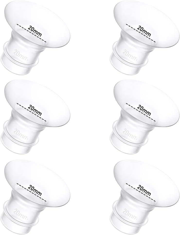 6Pcs Breast Pump Flange Insert 20mm Compatible with Momcozy/Spectra/Medela/eufy/Elvie/Lansinoh/Paruu P10 Breast Pump, Fit for Momcozy M5/M9/M6/V2 Pro/V2 pro/S12 Pro/eufy E10 S1 S1 Pro, 24mm Flange