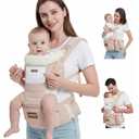 Baby Carrier with Hip Seat, 6-in-1 Baby Carrier Newborn to Toddler, Adjustable Detachable Infant Toddler Carrier, Hands-Free Baby Holder, All Seasons, Perfect for Shopping Travelling (Khaki)