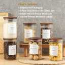 Set of 6 Glass Pantry Jars with Acacia Wood Lids, 32oz Airtight Pantry Storage Containers with 105 Labels, Glass Kitchen Canisters for Coffee, Tea, Sugar, Pasta, 32oz 6 Pack