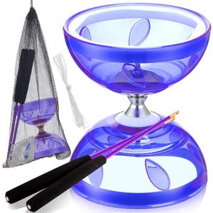 Chinese Yoyo Diabolo Set Includes Colorful Chinese Yoyo with 2 Pieces Diabolo Sticks, 1 Piece String, 1 Net Bag for Fun(Purple)