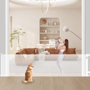 157" Extra Wide Retracrable Baby Gate 34" Tall, Dog Gate for The House, Mesh Safety Pet Dog Gate for Stairs, Indoor, Outdoor, Doorways, Hallways (White)