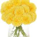 Kimura's Cabin 20pcs Fake Chrysanthemum Artificial Flowers Faux Silk Mums with Stem Balls Flowers for Vase Fillers Easter Home Table Floral Arrangements Wedding Party DIY Decoration(Yellow)