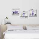 HOMEOART Bathroom Wall Art Bath Tub Painting Picture Bathroom Wall Decor Framed Ready to Hang 12x12inchx3 Purple