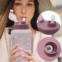 64oz Foldable Silicone Water Bottle with Straw, BPA-Free Motivational Time Marker, Leakproof Collapsible Water Jug with Handle for Gym, Sports, Camping & Outdoor Activities (Pink)