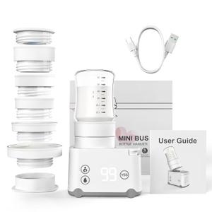 Portable Bottle Warmer Travel Bottle Warmer for Breastmilk with 6 Adapters Leak-Proof Baby Bottle Warmer