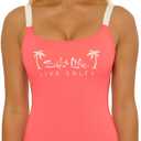 Salt Life Women's Live Salty One Piece Swimsuit, Scoop Neck, Bathing Suits (Medium, Coral)