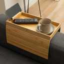 Bamboo Sofa Arm Tray  Foldable Couch Arm Table for Drinks, Snacks, Phone  Portable Armrest Tray for Sofa, Recliner or Chair  No Assembly Required