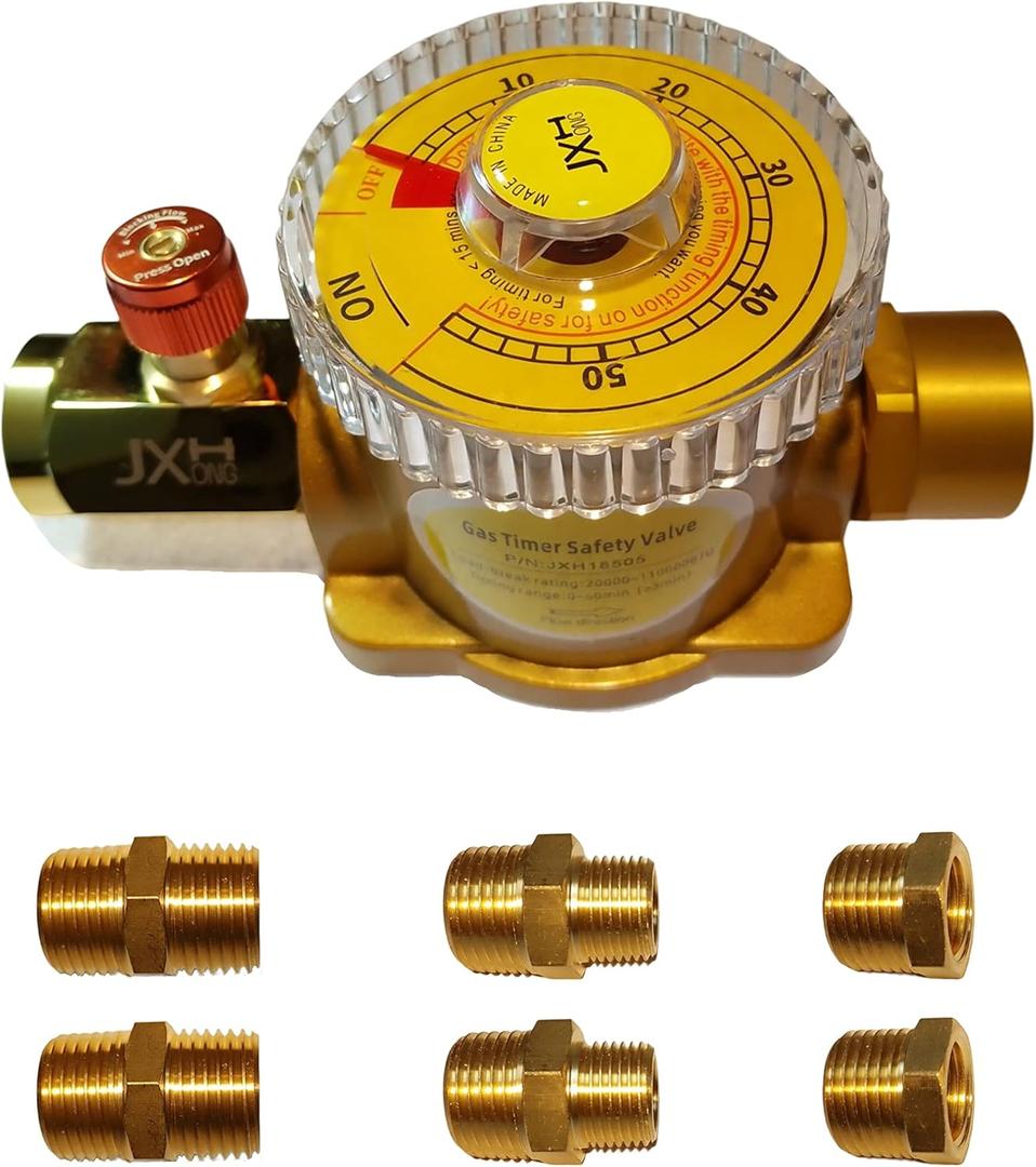 gas safety timer automatic shut off valve,110000 BTU, 1/2" or 3/8" NPT, non electric,Outdoor BBQ Shut Off Valve for Natural Gas Grill and Propane Grill