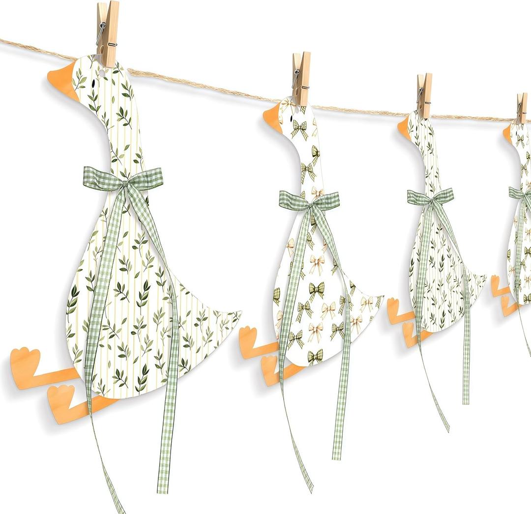 Maitys 2 Sets Silly Goose Green Baby Shower Bunting with Bow Ribbon One Silly Goose Birthday Banner Baby Showers Decorations for Nursery Room Birthday Party Photo Shoot Background Props