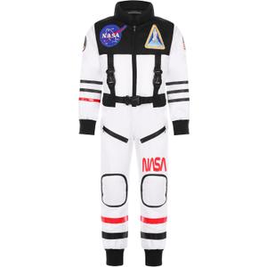 Kids Astronaut Costume NASA Space Jumpsuit for Halloween Boys Girls Pretend Role Play Dress Up (10-12 Years)