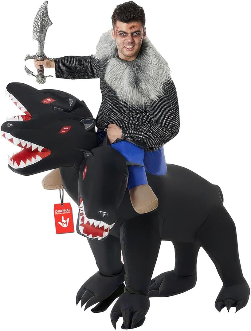 Morph Three Headed Dog Costume, Ride On Dog Costumes Adults, Inflatable Costumes Adult, Halloween Costumes for Adults