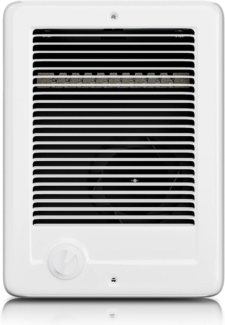 CSC101W Electric Wall Heater, PN: 67549, 1000W(3412 BTU) 120V, 10s Fast Heating Nickel-Chromium Coil, 30dB Quiet Fan, Heats 150 Sq.Ft. Room, White (Built-in Thermostat Complete Unit)