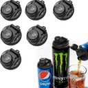 6-Pack Soda Can Lids with Twist-Off Caps Reusable BPA-Free Can Covers for Soda, Beer & Energy Drinks, Universal Fit 202/206 Cans, Helps Maintain the Taste of The Beverage (Black)