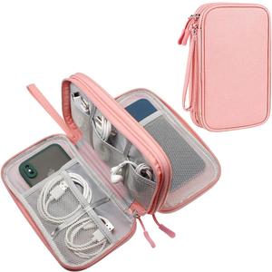 DDgro Travel Accessories for Women, Electronics Organizer Pouch Bag for Tech Accessory & Airplane Essentials (Medium, Pink)