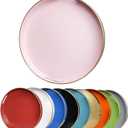 Pink Round Decorative Tray with Handles, 13" Elegant Coffee Table Serving Tray for Ottoman Living Room, Bathroom, Outdoors, Breakfast