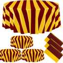 Tatuo 6 Pcs Red and Yellow Round Circus Table Cloth 84 Inch Carnival Circus Tablecloths Striped Disposable Plastic Table Cover for Birthday Party Fiesta Theme Decorations Supplies