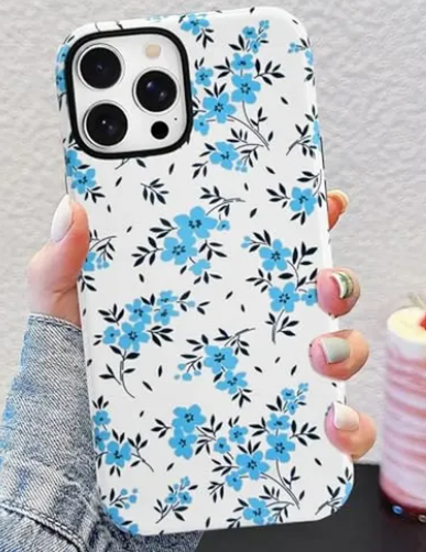Blue Floral Aesthetic Coquette Soft Girly Case for iPhone 16