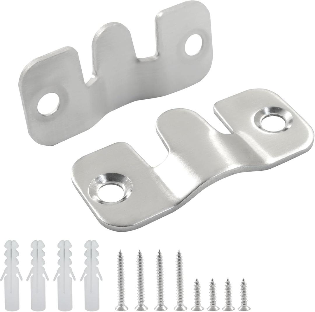 10Pcs Silver Flush Mount Bracket, Stainless Steel Interlock Hanging Buckle Heavy Duty Picture Frame Hanger, Photo Frame Hook Furniture Connector for Art Gallery/Display