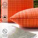 Kevin Textile Pack of 2 Decorative Outdoor Waterproof Throw Pillow Covers Stripe Square Pillowcases Fall Decorative Modern Cushion Cases for Patio Couch Bench 18 x 18 Inch Orange